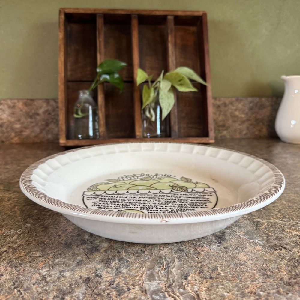 Royal China by Jeannette Apple Pie Recipe Ceramic Pie Plate Vintage 11 Inch USA - Picture 3 of 5